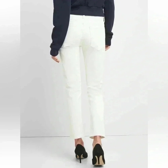 GAP High Rise Slim Straight Leg  Jeans Distressed White Denim Size 25 - Picture 4 of 16